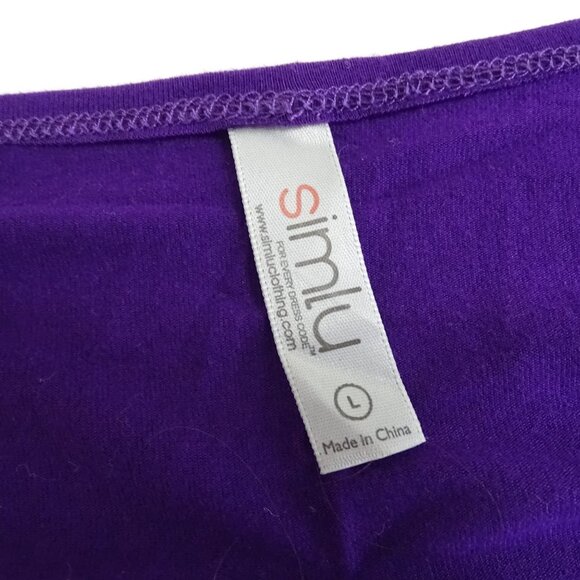 Simlu Purple Loose Fit Tunic Top Women Size L 3/4 Sleeve Lightweight - Picture 5 of 9